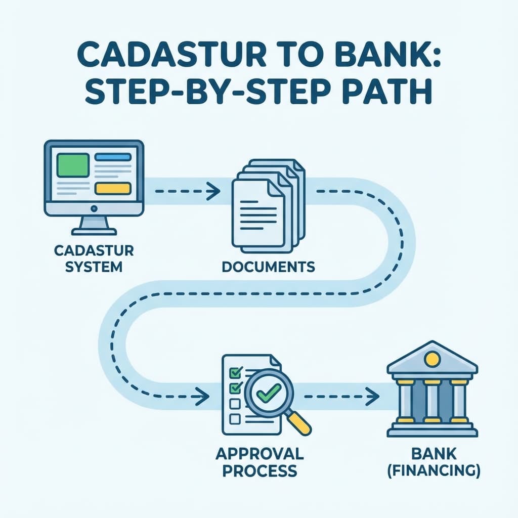 Infográfico mostrando o caminho desde o Cadastur até a liberação do crédito no banco