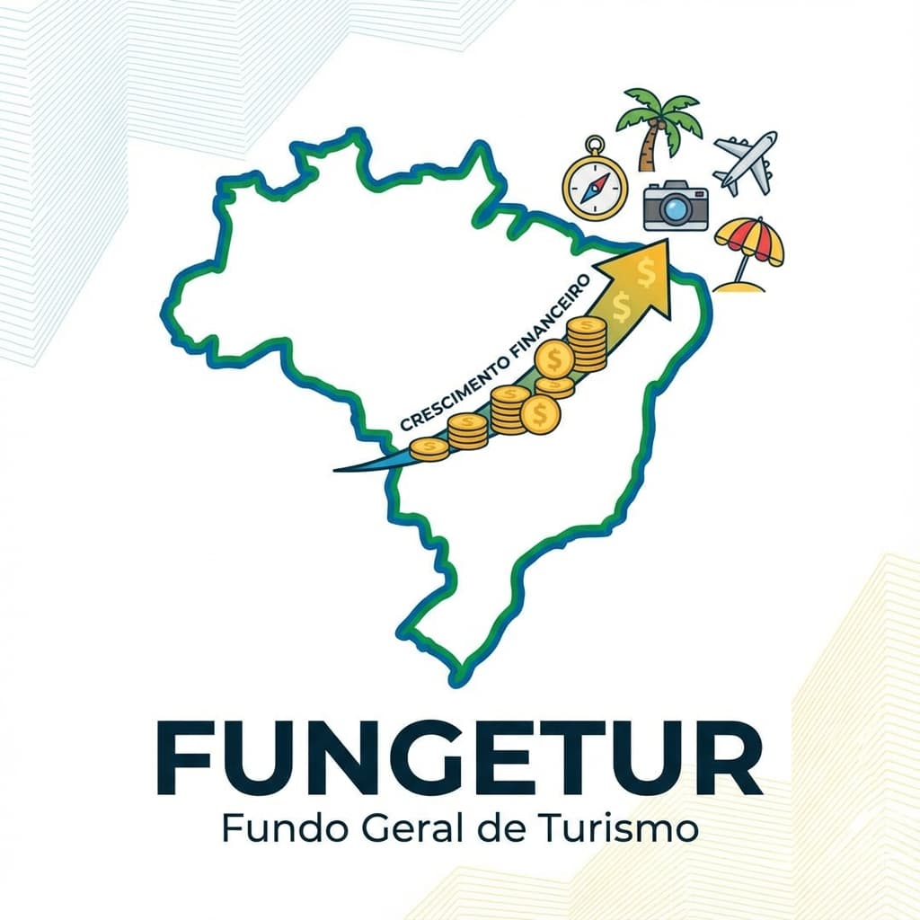 Ilustração representando o Fundo Geral do Turismo e o crescimento financeiro